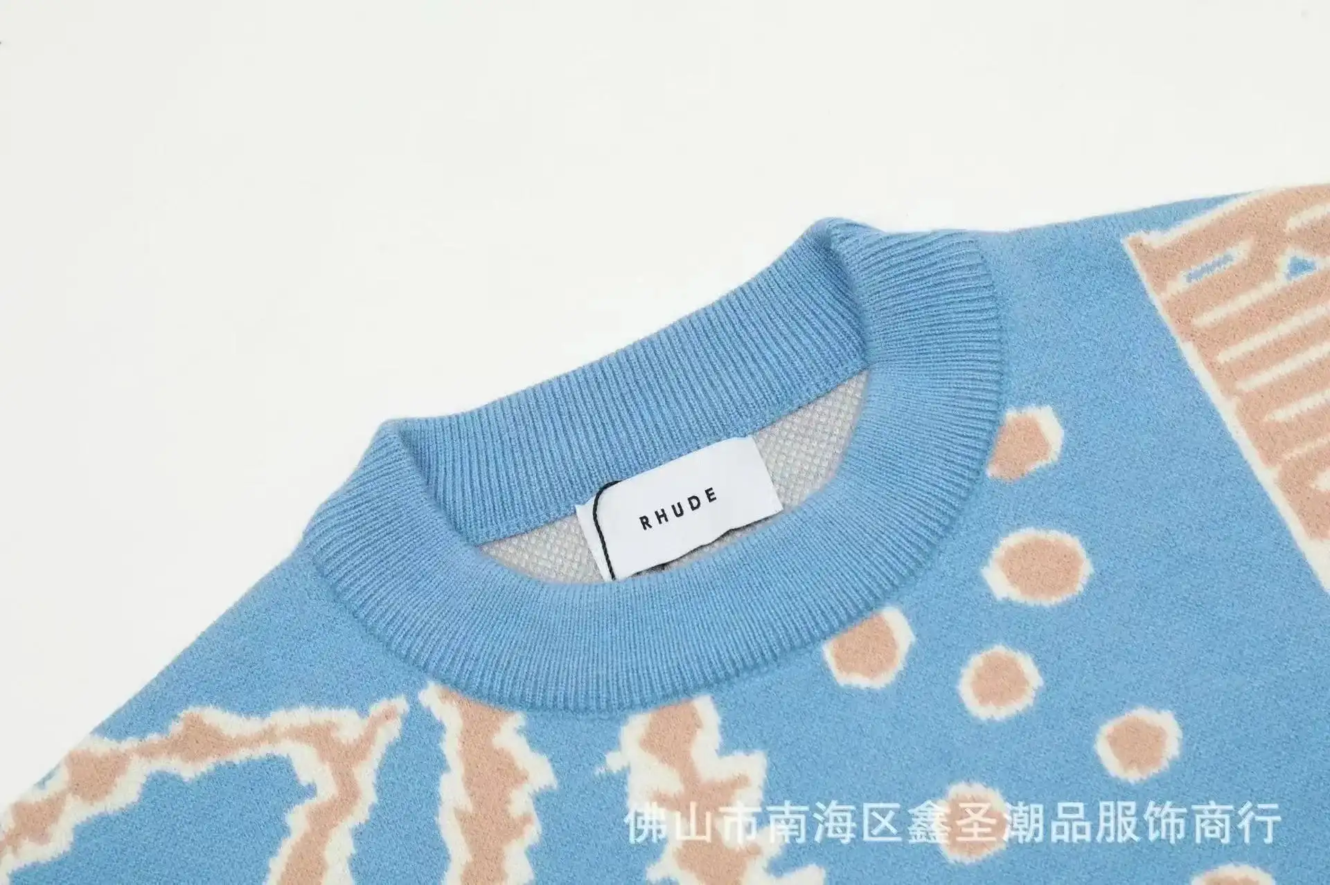 RHUDE New Simple Contrast Color Design Letter Loose Sweater 3