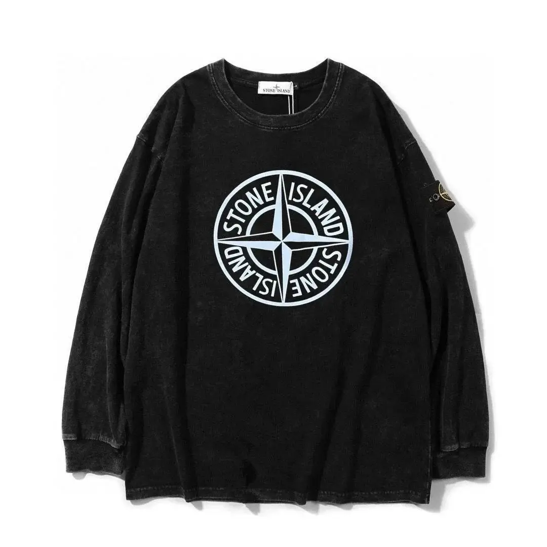 Stone Island Men's Brown Crewneck Sweatshirt with Logo Print