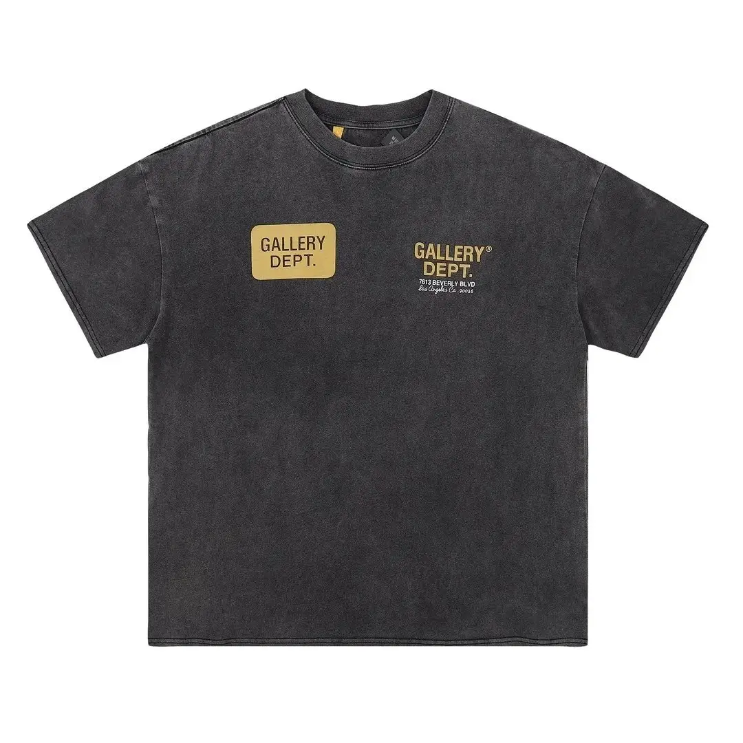 GALLERY DEPT. Vintage Black T-Shirt with Gold Logo Patch