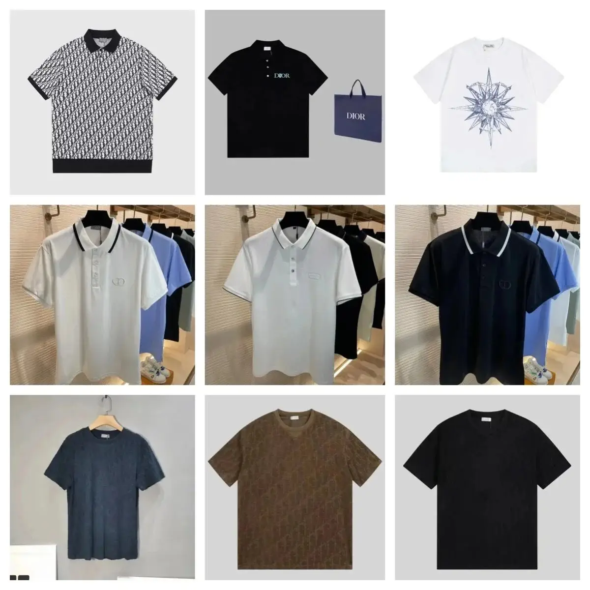 Dior Men's Black Polo Shirt with Logo and Tote Bag Set